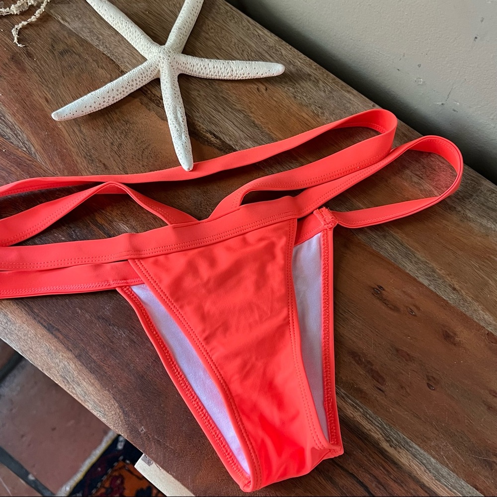 OMG! Miami Swimwear Red Strappy Bikini Bottom Size  Medium